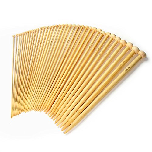 Lihao Kit Di Aghi Da Lavoro A Maglia, Punta Unica In Bambù (18 Dimensioni, 36 Pezzi In Totale)