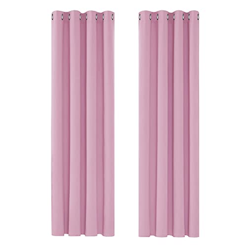 Deconovo Tende Oscuranti Per Interni 2 Pezzi 290 Cm Altezza, Termiche Isolanti, Anti-Rumore, Con Anelli, Ideali Per Camera Da Letto E Soggiorno, 140X2