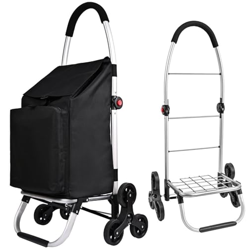 Leuya Abc Carrello Portaspesa, Carrello Spesa 3 Ruote Scale, Con Borsa Termico, 50L Trolley Spesa, Carrello Spesa Pieghevole In Alluminio (Nero) …