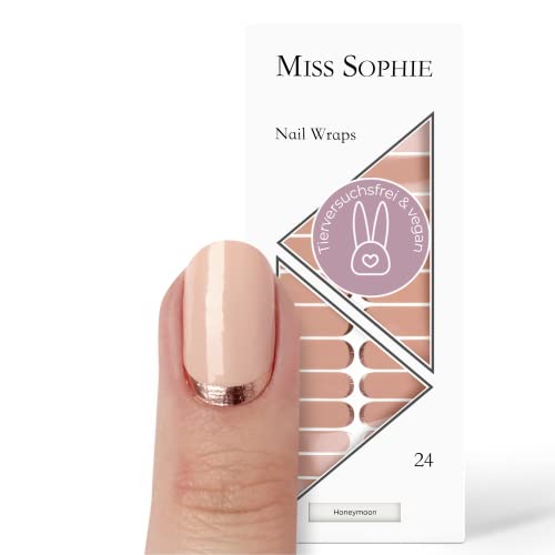 Miss Sophie Pellicola Per Unghie – Honeymoon – Metallica, Tonalità Nudo, Nail Wraps – 24 Pellicole Autoadesive Ultra Sottili Di Lunga Durata