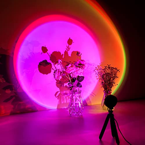 Comokin Sunset Lamp, 16 Modalità Colorate Sunset Projection Lamp, Lampada Da Proiezione Arcobaleno, Luce Notturna A Led Con Rotazione A 360°Con Suppor