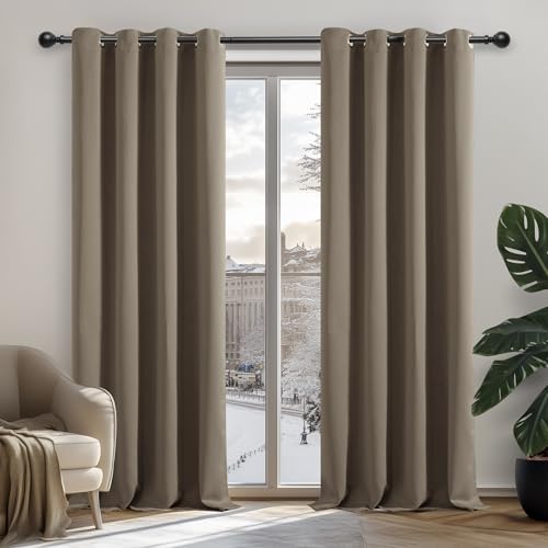 Deconovo Tende Oscuranti Per Interni 2 Pezzi 242 Cm Altezza, Tende Soggiorno Moderne Termiche Per Casa, Con Occhielli, 107X242 Cm (Larghezza X Altezza