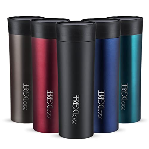720°Dgree Tazza Termica Da Viaggio “Pleasuretogo” – 450Ml, Nero, Black | Caffè Bicchieri Di Acciaio Inossidabile | Travel Mug Coffee To Go