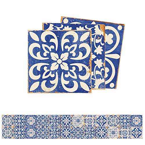 S-Trouble 24 Pz Blu E Bianco Piastrelle Di Porcellana Adesivo Peel Stick Pavimento Stickers Murali Backsplash Impermeabile Fai Da Te Autoadesivo Cucin