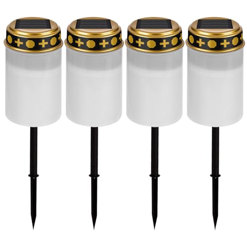 Vegena 4Pcs Lumini Cimitero Led, Lume Funerale A Led, Lumino Tombale A Led Lumino Led Per Cimitero Lumino Funebre Lumino Cimitero Impermeabile Luci So