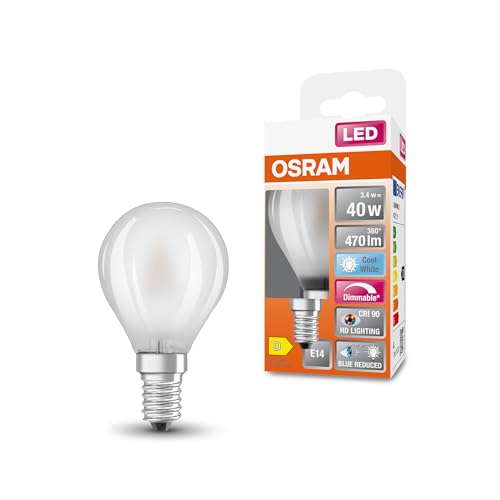 Osram Lamps Lampada Led, Tear Drop, E14, 3.4 Watt, Bianco, Bianco Freddo, 4000 Kelvin