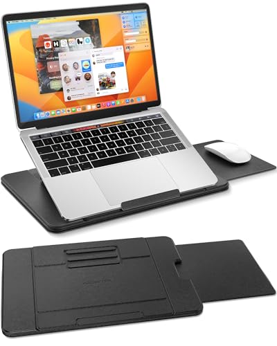 Abovetek Vassoio Portatile Per Pc Portatili Con Tappetino Per Mouse Retraibile A Destra, 3 Angolazioni Ergonomiche, Scudo Termico Antiscivolo, Support