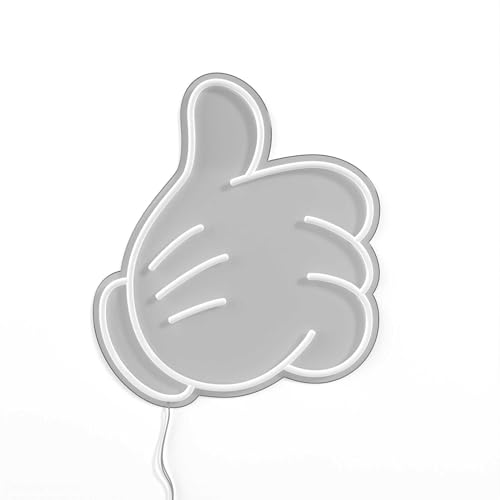 Yellowpop Insegne Al Neon, Guanto Disney Thumb Up (Piccolo), Insegne Al Neon Per Decorazione Da Parete, Luci Al Neon A Led Ad Alta Efficienza Energeti