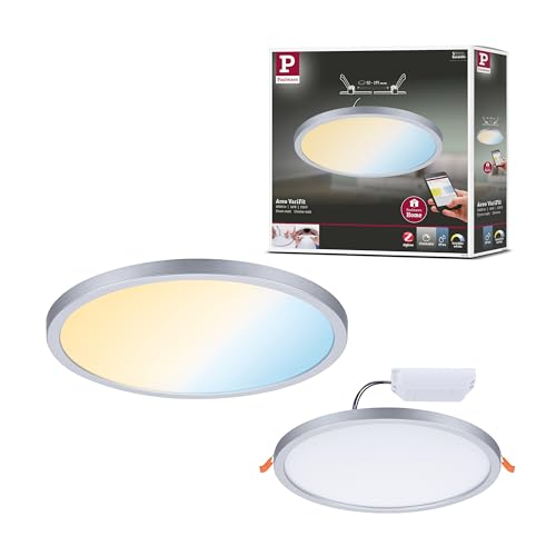 Paulmann 93046 Pannello Led A Incasso Areo Varifit Ip44 Zigbee Tunable White 230Mm Tondo Incl. 1X16 Watt Dimmerabile Cromo Opaco Plastica 3000 K 16 W,
