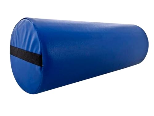 Quirumed Cuscino Rullo, 55 X 20 Cm, Colore Blu, Similpelle, Ergonomico, Imbottito In Schiuma, Per Yoga, Per Fitness, Per Massaggio