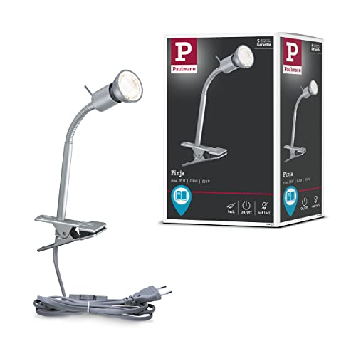 Paulmann Assistent Led 95426 Lettura Spot Con Clip Finja Max. 35 Watt Luce Cromo Opaco Lampada Per Quadri Metallo, Plastica Gu10