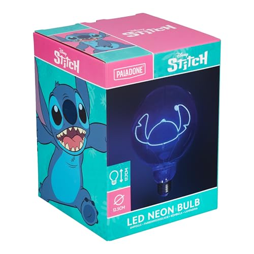 Paladone, Lampadina Neon A Led Decorativa Di Stitch Della Disney Con Attacco A Vite E27, Per Lampade Con Compatibilità Edison, Regalo Di Lilo & Stitch