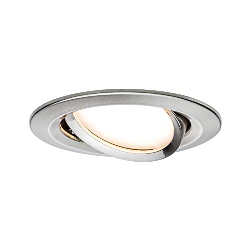 Paulmann Coin Dim 92958 Lampada Da Incasso Nova Plus Led Smart Home Zigbee Rotonda Orientabile 6W Dimmerabile Ferro Spazzolato Spot Zinco-Alluminio 27