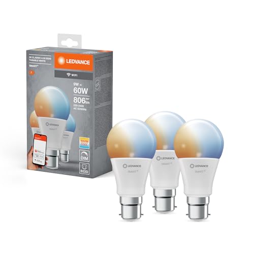 Ledvance Lampada Led Intelligente Con Tecnologia Wifi, B22D-Base Ottica Opaca ,Colore Della Luce Modificabile (2700K-6500K), 806 Lumen, Sostituzione D