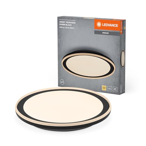 Ledvance Plafoniera Led Orbis Pederson Con Anello In Plastica, Nero, 36W, 2500Lm, 3000K, 830 Bianco Caldo Amichevole, Diametro 550Mm, Protezione Ip20,