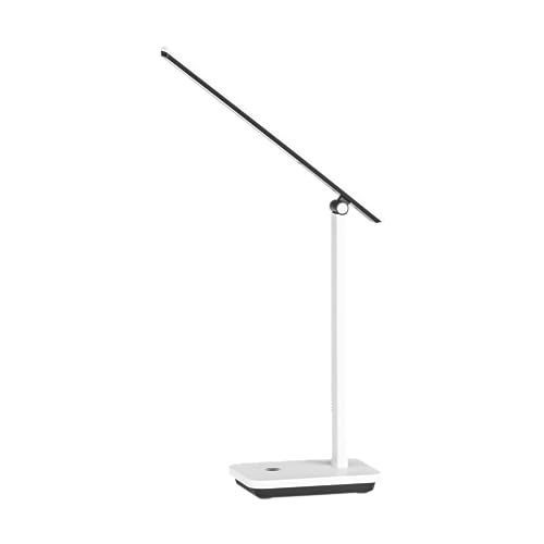 Eglo Iniesta - Lampada Da Tavolo A Led, Ricarica Usb, Dimmerabile Con Funzione Touch, Per Comodino, Scrivania, Ufficio, Plastica In Bianco E Nero, Col
