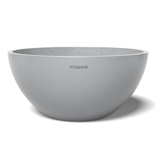 Pots&More Vaso Per Piante Umo Bowl 30 (Diametro 30 Cm, Design Rotondo, Colore Grigio Chiaro, Altezza 13,9 Cm, Vaso In Plastica, Per Piante Da Appartam