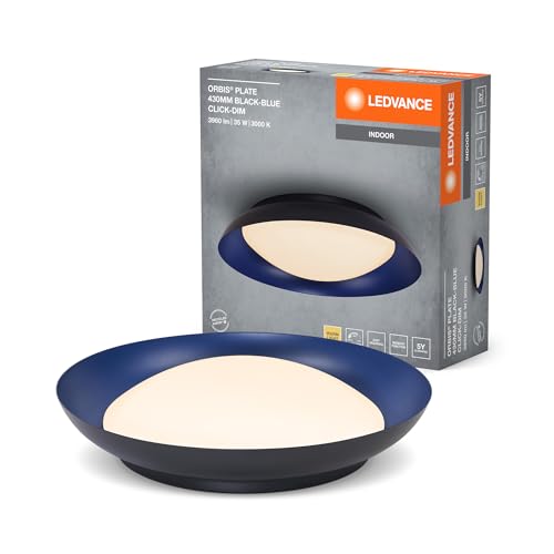 Ledvanceplafoniera Led Orbis Plate, Nero-Blu, 35W, 1700Lm, 3000K, 430Mm, 830 Bianco Caldo Amichevole, Dimmerabile In 3 Livelli Tramite Calcio, Protezi