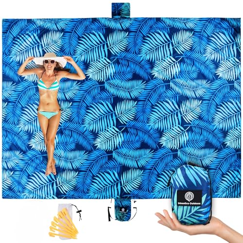 Urbaneco Outdoors Coperta Da Spiaggia Leggera – Oversize 271,8 X 195,6 Cm Impermeabile A Prova Di Sabbia – Doppio Ancoraggio Per Divertimento Tempo Li