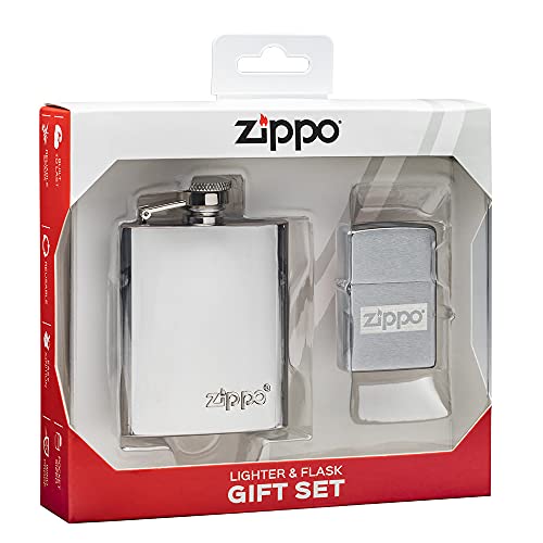 Zippo Set Regalo Accendino E Fiaschetta, Argento