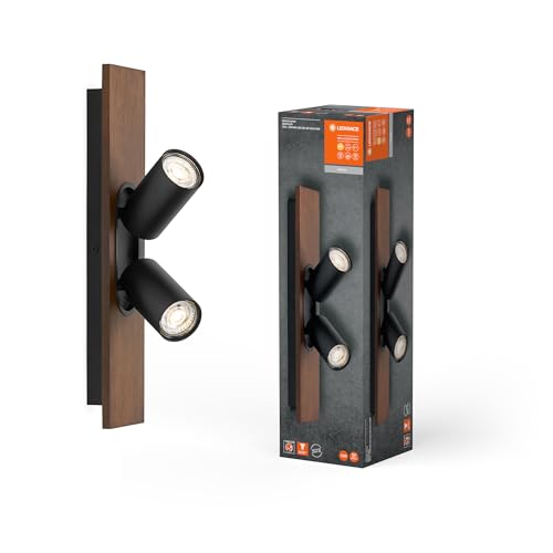 Ledvance Decor Spot Mercury, 2 X 3,4 W, 460 Lm, Aspetto Legno, Nero, Faretto, Teste Orientabili, Versatile, Faretto Per Interni, Lampade Led Sostituib