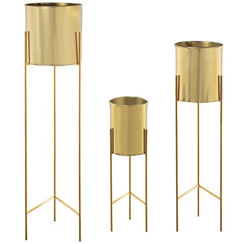 Drw Set Di 3 Vasi In Metallo Con Gambe In Oro 93 X 21 X 21 Cm