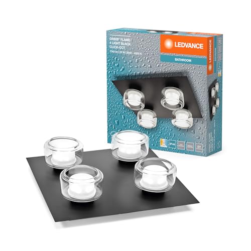 Ledvance Orbis Flame Lampada Da Parete E Soffitto Con Led, Nero, 22W, 1400Lm, 3000/4000K,(Bianco Freddo/Bianco Caldo), Protezione Ip44 Contro Corpi Es