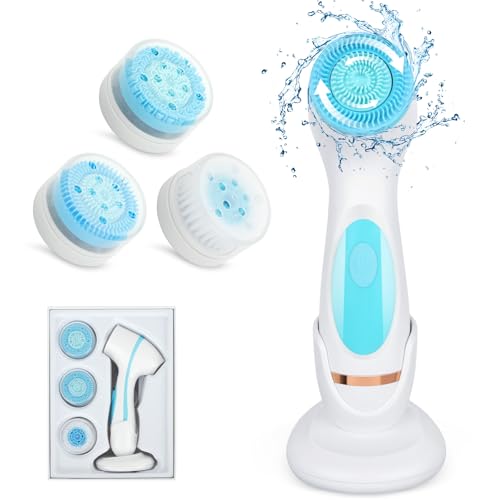 Vothen Spazzola Pulizia Viso, Spazzola Elettrica Usb Ultrasuoni Con 4 Testine Ricambio Impermeabile Ipx6 Per La Pulizia Del Viso, Esfoliante E Massagg