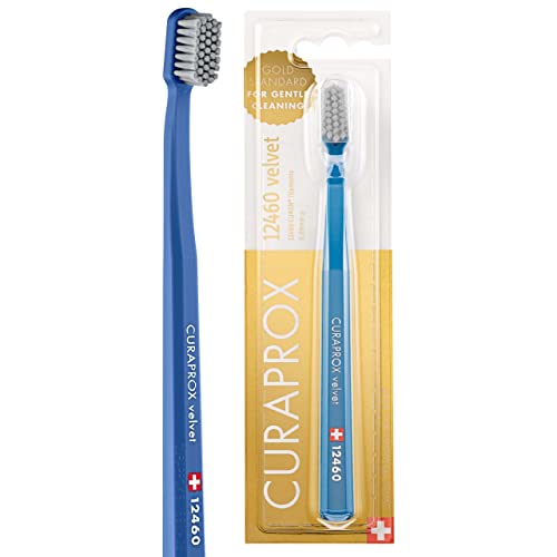 Curaprox Cs 12460 - Spazzolino Da Denti In Velluto, Ultra Morbido, Per Adulti, Con Setole 12460 Super Morbide, Colore: Blu Reale, Grigio