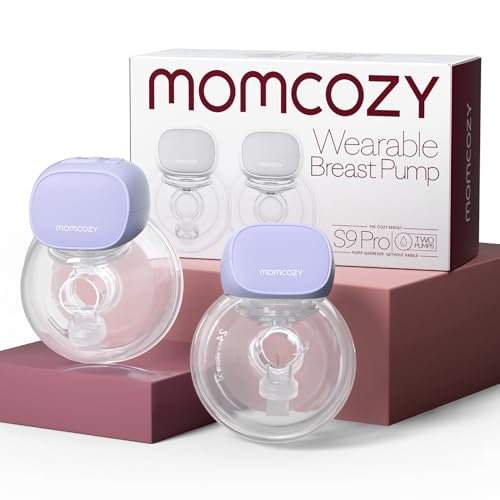 Momcozy S9 Pro Tiralatte Indossabile Aggiornato, Elettrico A Mani Libere Con Display A Led, Portatile Con 2 Modalità E 9 Livelli - 24Mm (Viola, 2 Pack