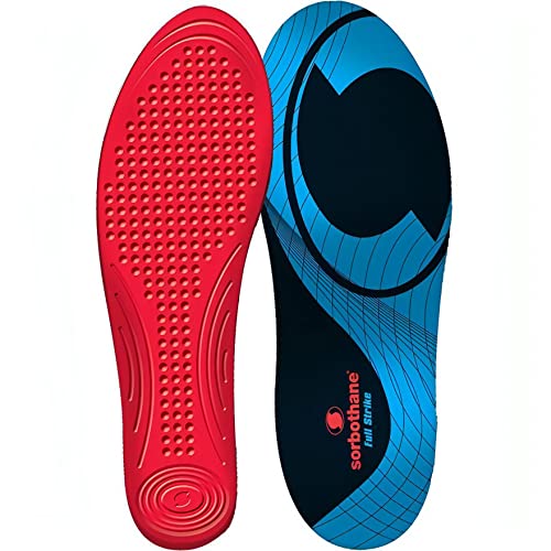 Sorbothane Full Strike Soles, 46-48 (Uk11-12.5), Suola Ammortizzante Per Scarpe Da Calcio, Corsa O Camminata, Plantare Per Fascite Plantare, Supporto 