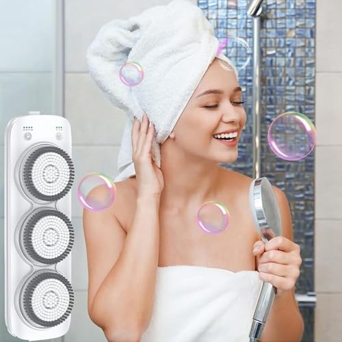 Spazzola Elettrica Per Il Corpo, Spazzola Elettrica Da Parete, Spazzola Per Il Corpo Con Tre Testine Rotanti Per Vasca Da Bagno, Scrubber Posteriore R