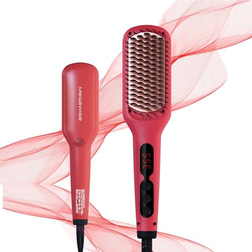 Megawise Hair Straightener Brush Kl1025 - Riscaldamento Rapido, Anti-Scottatura, Temperatura Regolabile E Spegnimento Automatico - Ideale Per Tutti I