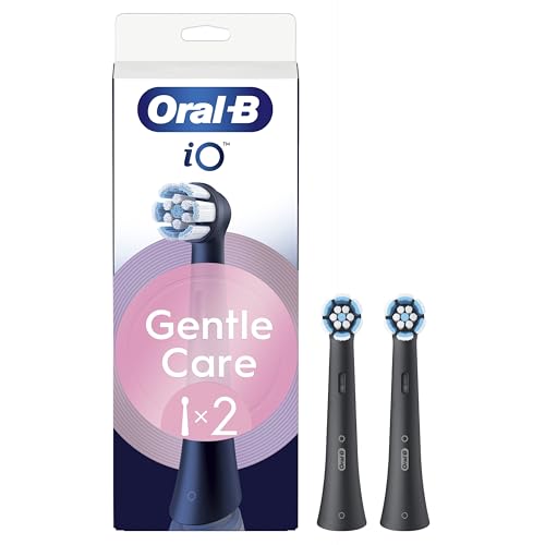 Oral-B Testine Di Ricambio Io Series Gentle Care Nere, Testine Rotonde Originali, Per Gengive Sensibili, 2 Testine