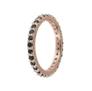 Bronzallure Anello Veretta Con Cubic Zirconia O Spinello Nero