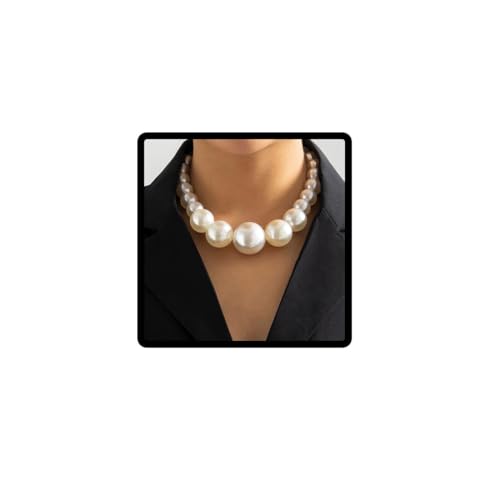 Carufin Vintage Imitazione Pearl Collana Braccialetti Chunky Pearl Choker Collane Grande Grande Perla Collana Gioielli Per Le Donne E Le Ragazze (Coll