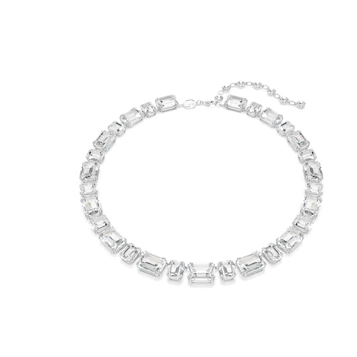 Swarovski Collana Tennis Millenia, Taglio Ottagonale, Bianca, Placcato Rodio, Taglia Unica