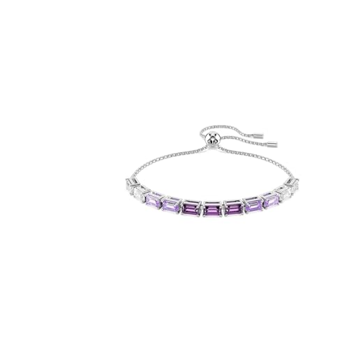Swarovski Braccialetto Matrix, Taglio Baguette, Viola, Placcato Rodio, M