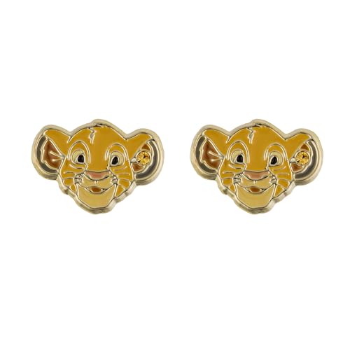 Disney Orecchini A Perno Placcati In Oro Giallo Simba Le Roi Leon, Placcati Oro Giallo, Placcato Oro Giallo