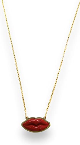 Silo Bijoux Collana Bocca Labbra Rossa Donna In Acciaio Inox 316L Gold E Silver Pendente Lolita Alta Qualità Anallergico - Confezione Regalo (Gold)