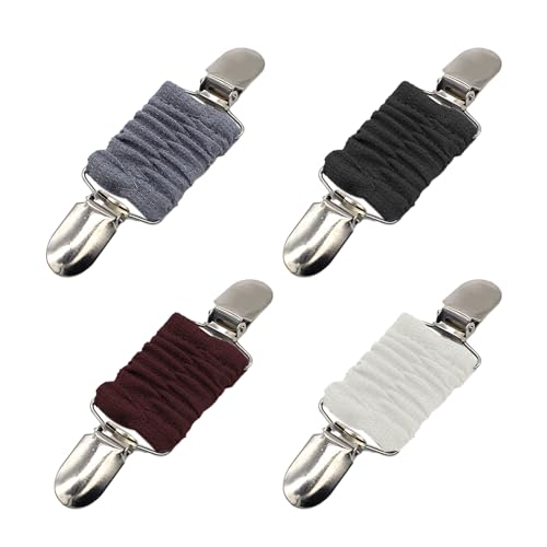 4 Clip Per Cardigan, Maglioni E Sciarpe, Fibbie Anti-Esposizione Per Camicie (Nero, Grigio, Bianco, Rosso Bordeaux) (11,5 X 3,1 Cm), Metallo