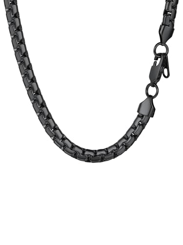 Prosteel Collana Da Uomo Catena Scatola Piatta 45 Cm Nero Acciaio Inossidabile Placcato Metallo Nero Larghezza 6 Mm Grande Robusta