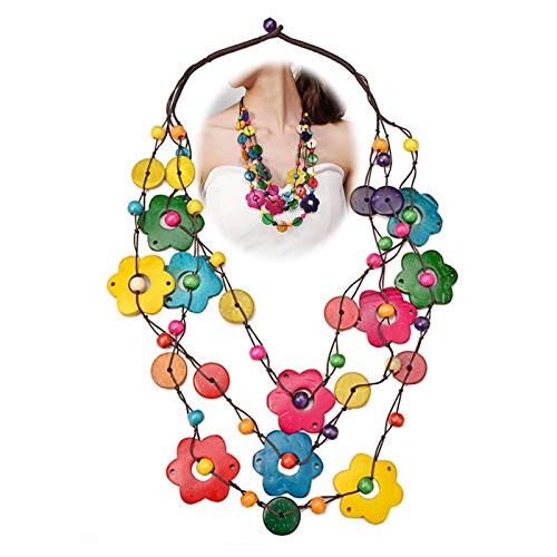 Collana Lunga Boemia Colorata Collana Di Noce Di Cocco Etnica Boemia Ciondolo Multicolore Lunga Collana Spiaggia Di Moda Gioielli Ciondolo Ciondolo Ci