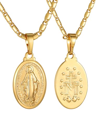 Goldchic Jewelry Collana Donna Medaglia Miracolosa Collana Donna Oro Piccola Pendente Madonna Della Vergine Maria Collana Donna Placcato Oro Ciondolo