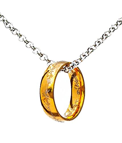Bauqoo Collana Ciondolo Anello Il Signore Degli Anelli Gadget Unico Anello Del Potere Colore Oro Idea Regalo Magia Fantasy Cosplay