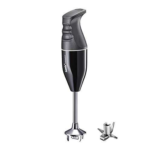 Bamix Frullatore A Immersione Acciaio Eo140 Classic Incl. Lama Multiuso In Acciaio Inox, 140 Watt, 2 Velocità, Made In Switzerland, Nero/Bianco