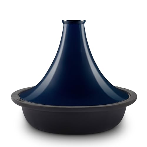 La Fonderie 1890 Tajine Tinghir In Ghisa Smaltata, Ciotola In Ghisa, Coperchio In Ghisa Smaltata, Tajine E Couscous, Capacità 2,5 L, Blu