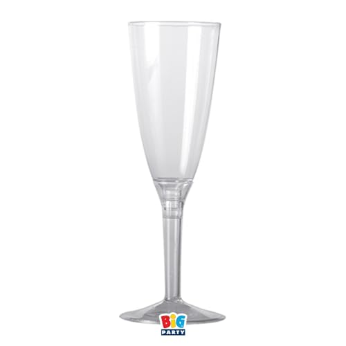 Big Party Calici Flute Crystal Con Basi Colorate, Plastica Alta Qualità, Feste Ed Eventi Speciali (Cristallo)