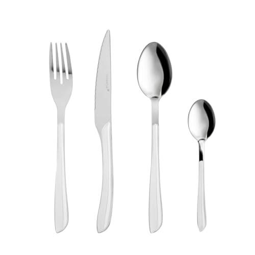 Set 24 Posate Acciaio Manico Bianco Afrodite