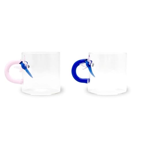 Wd Lifestyle - Set 2 Tazzine In Vetro Borosilicato Con Manico Colorato (Libellule)